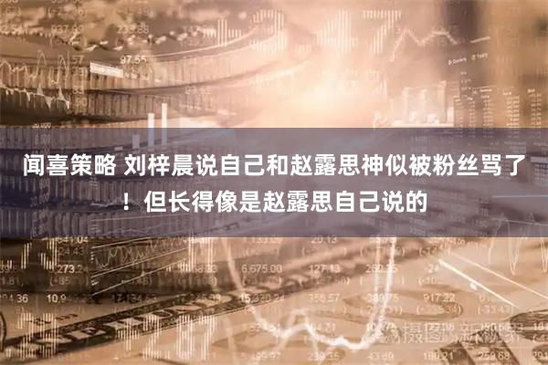 闻喜策略 刘梓晨说自己和赵露思神似被粉丝骂了！但长得像是赵露思自己说的